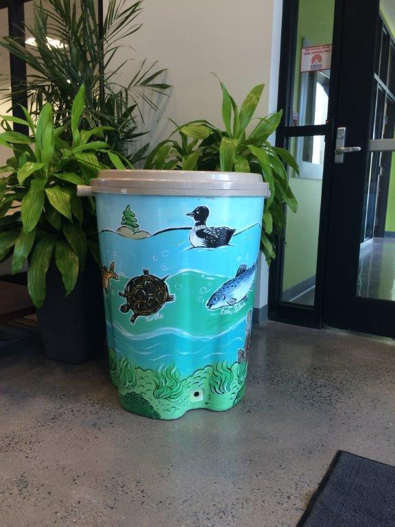 Hand painted rain barrel