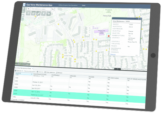 iPad displaying gas valve data from ArcGIS Collector