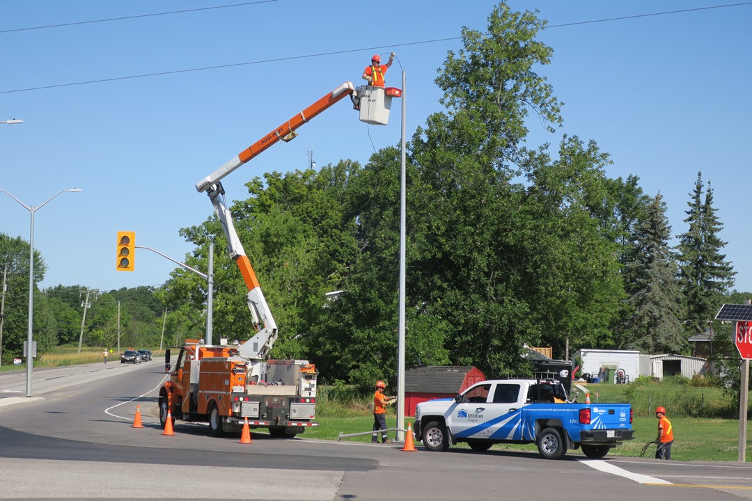 Crews built a new signalized intersection at Unity Road and Highway 38. 