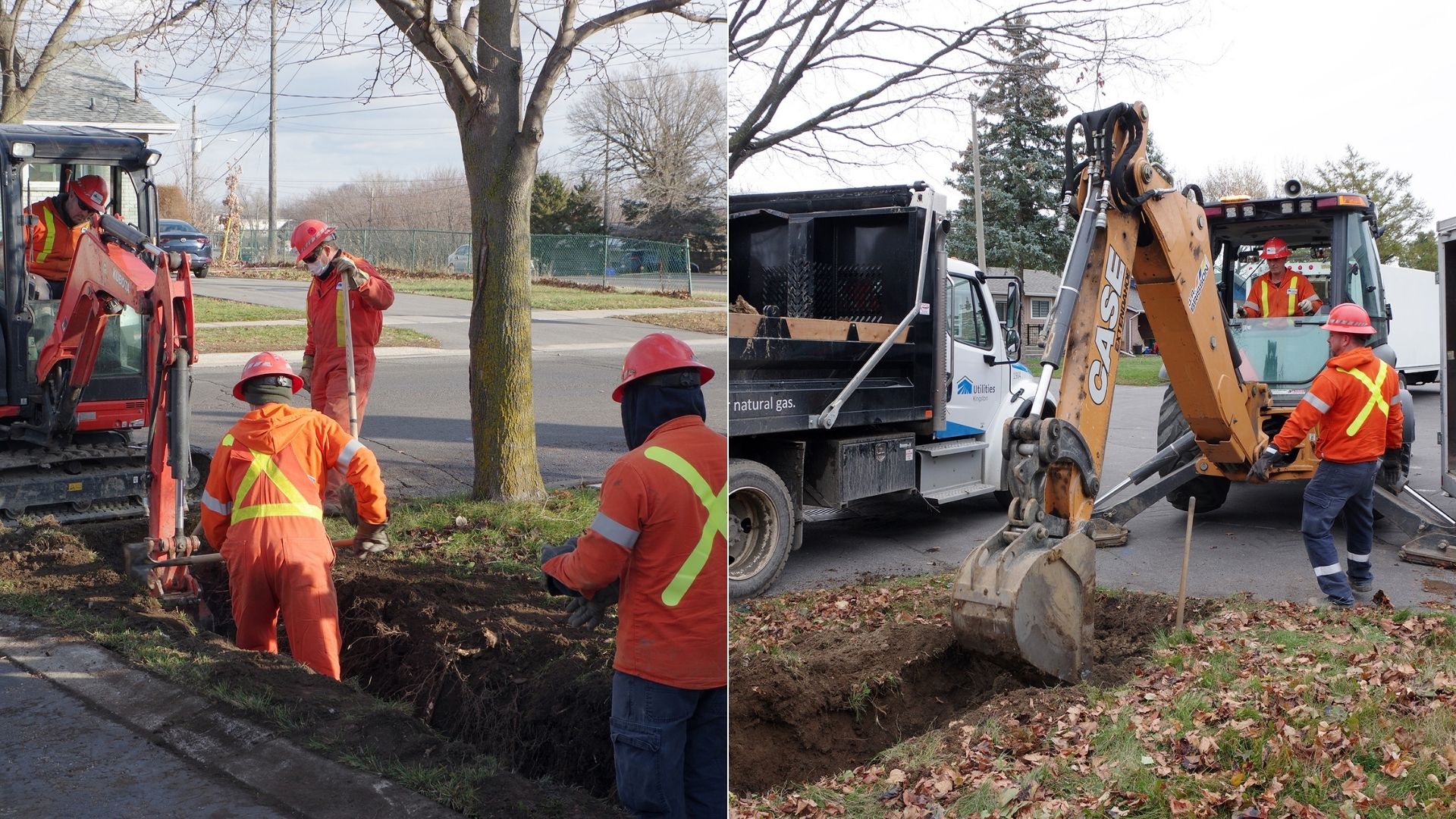 Construction photos showing gas service work