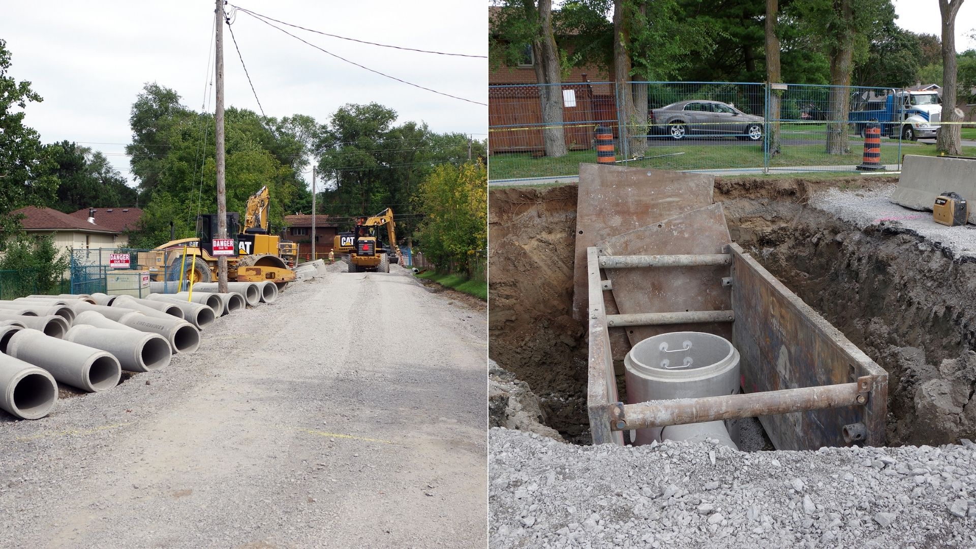 Construction on the sewer mains.