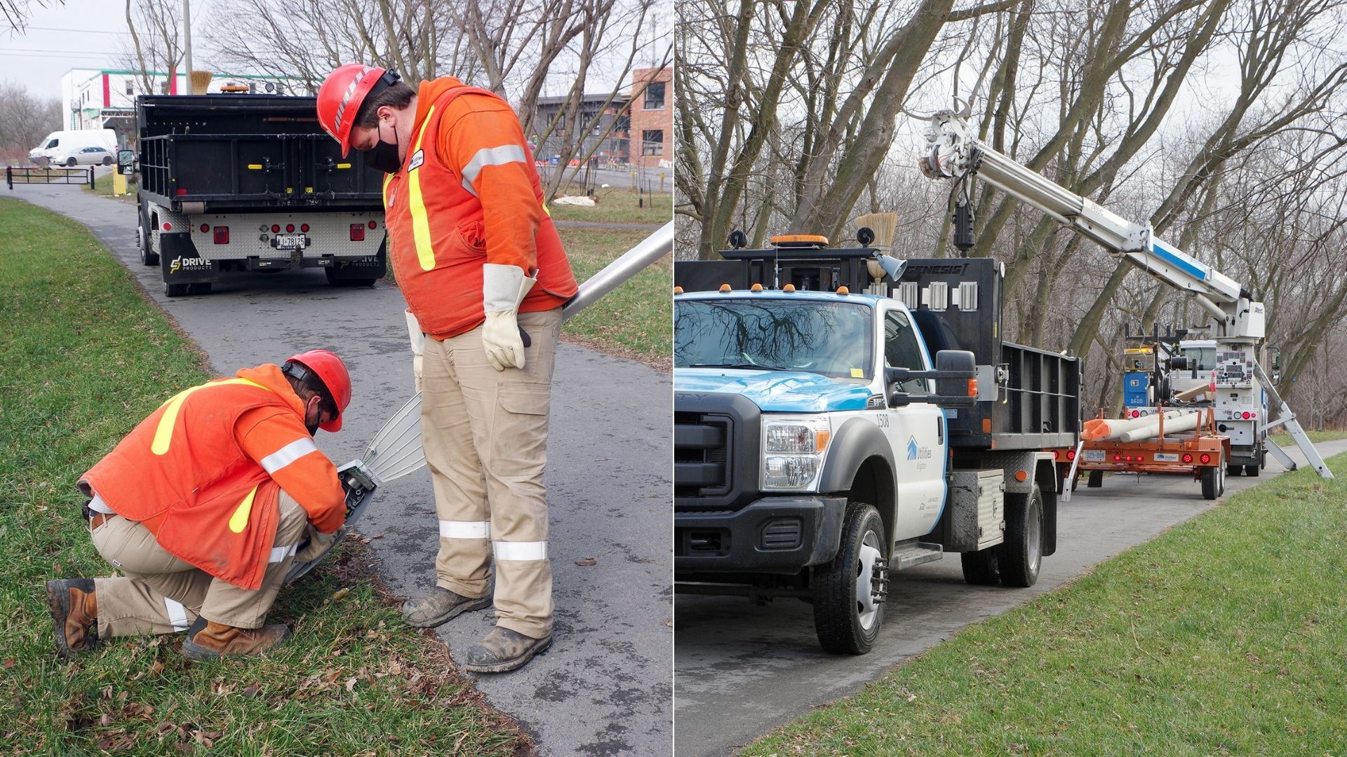 In this photo, our technicians are improving pathway lighting on the K&P trail.