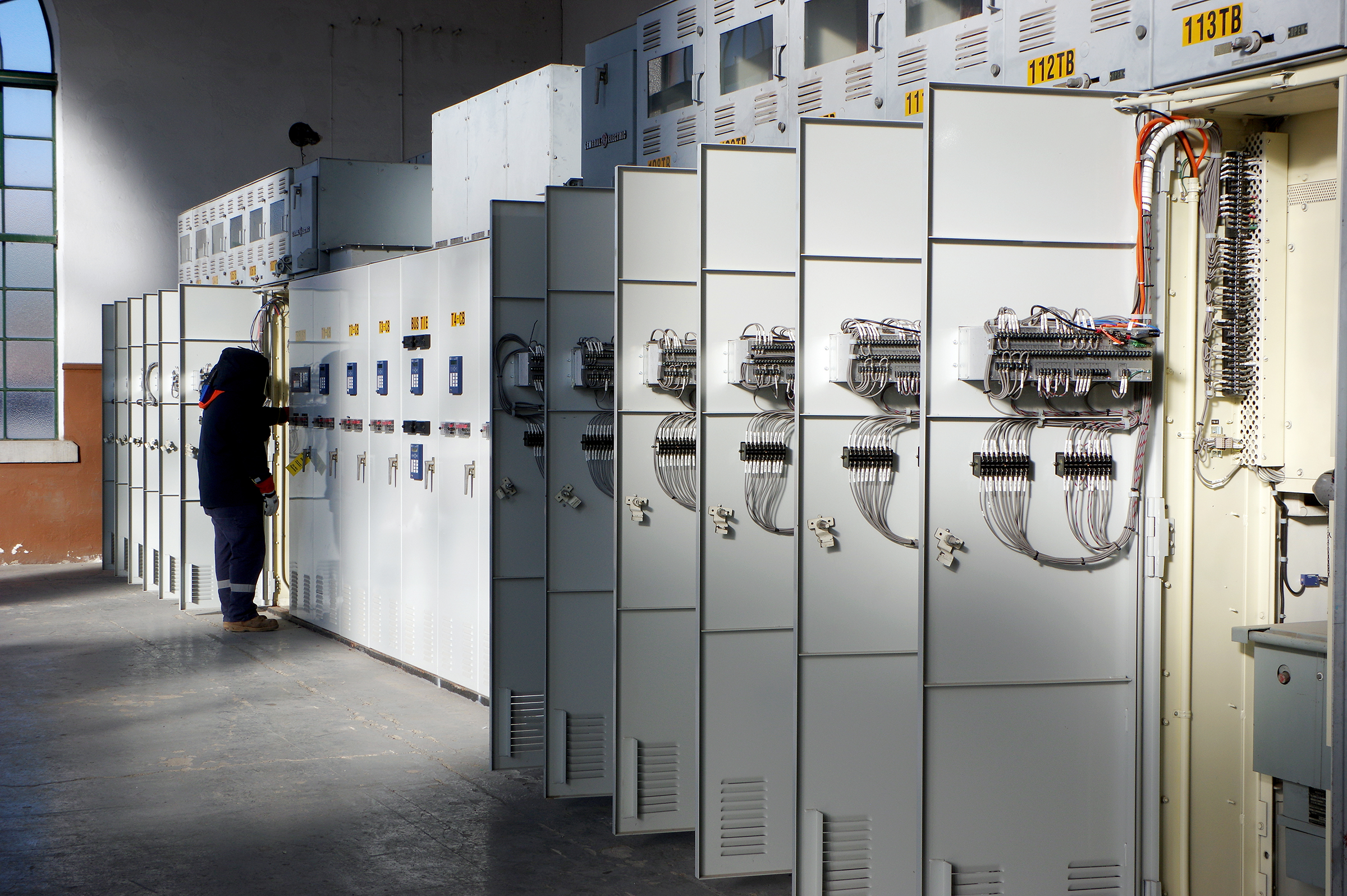 "Racking out” breakers, which is part of energizing the station.