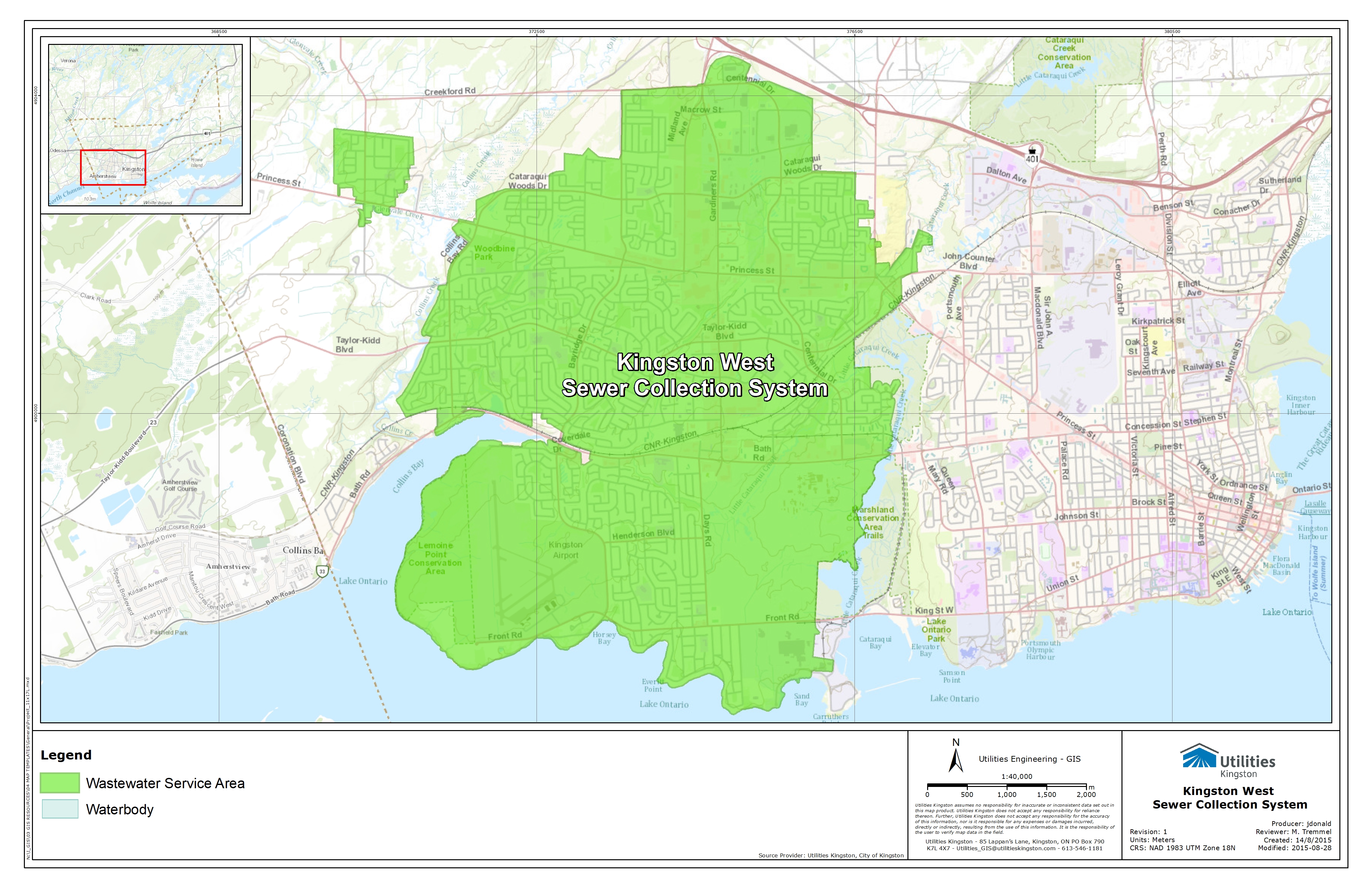 Map of Kingston west sewer collection system